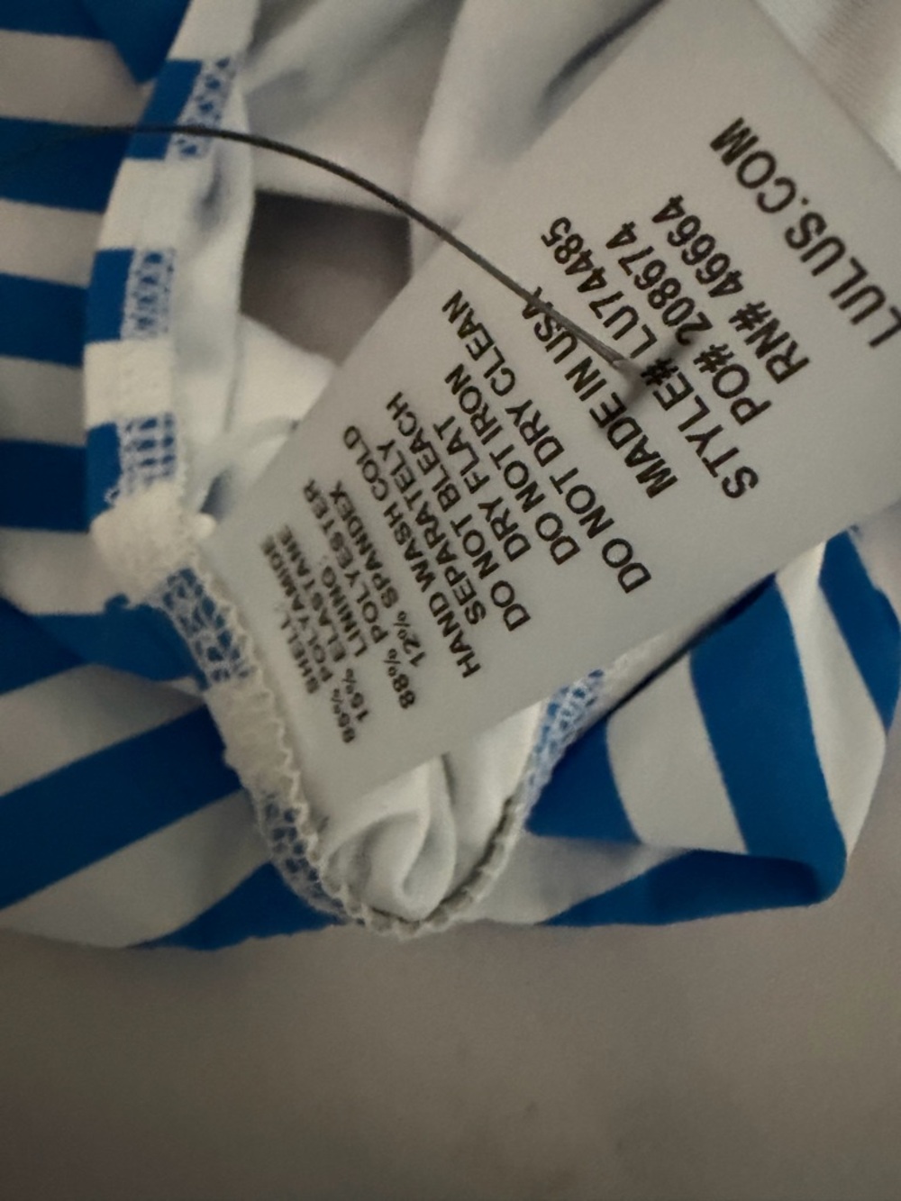 NEW Lulu's Blue and White Striped Lace up back One-Piece - Picture 12 of 12